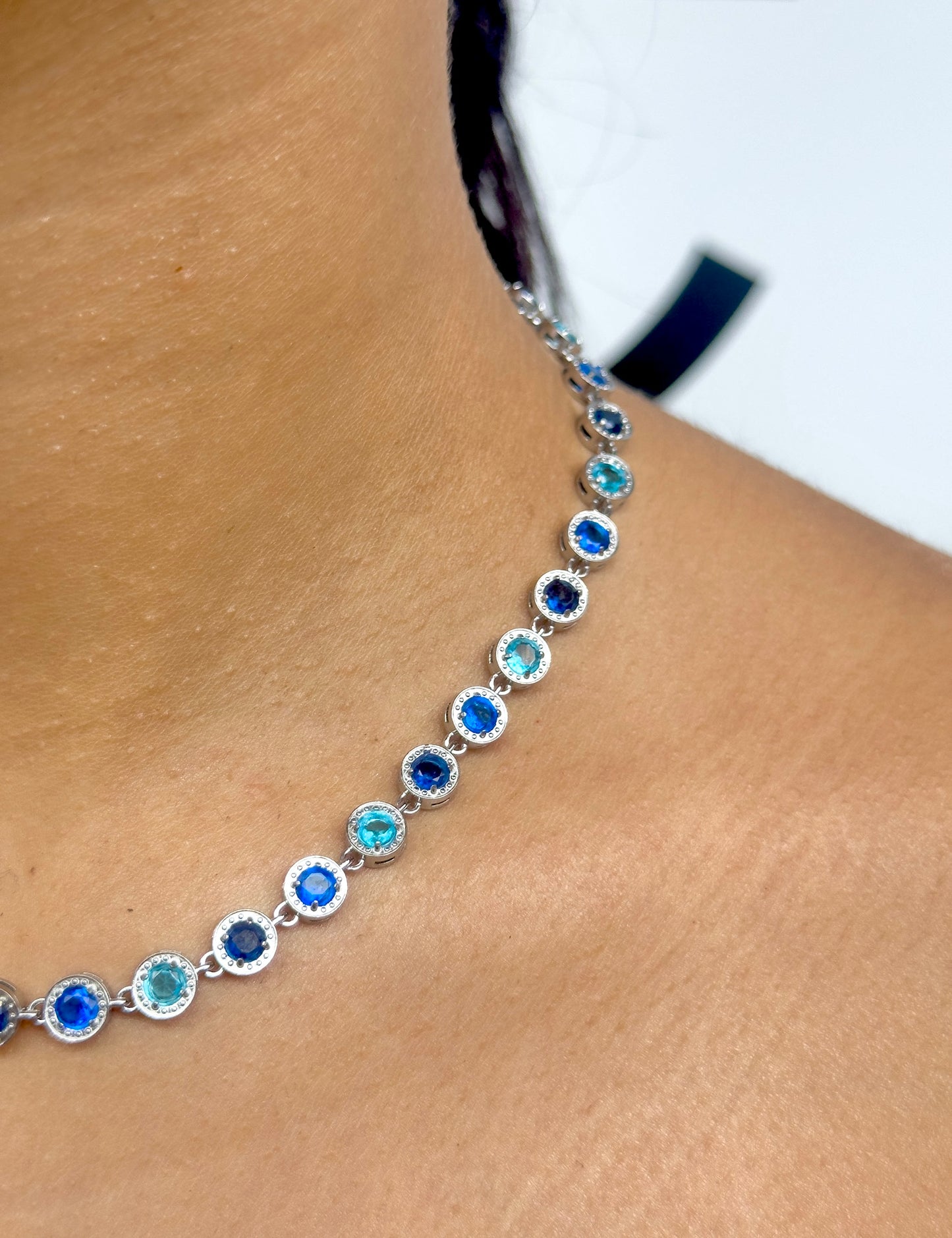 Blue diamond necklace