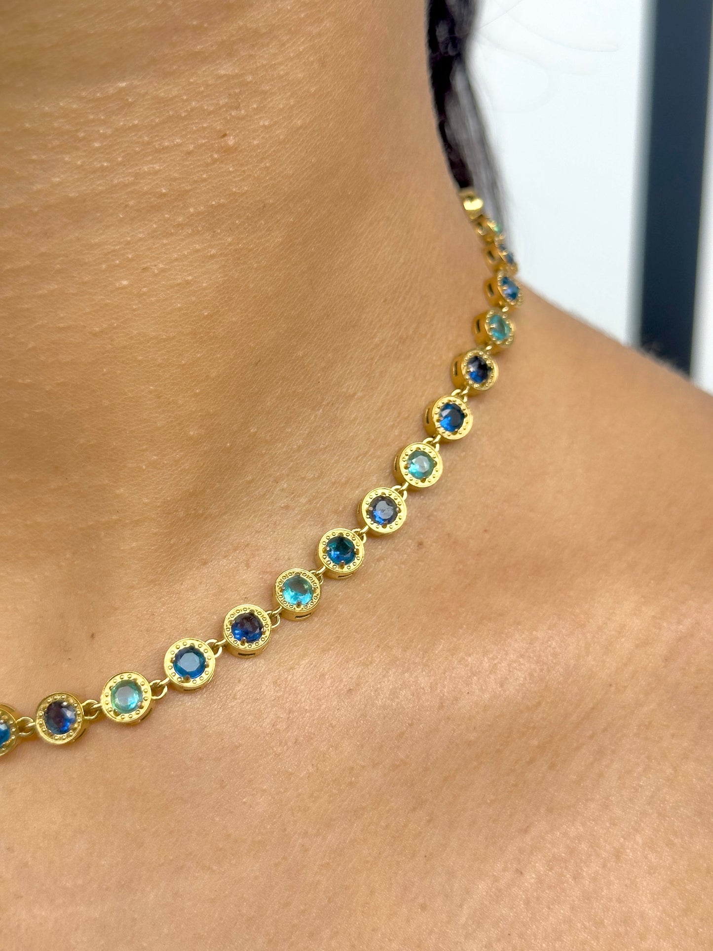 Blue diamond necklace