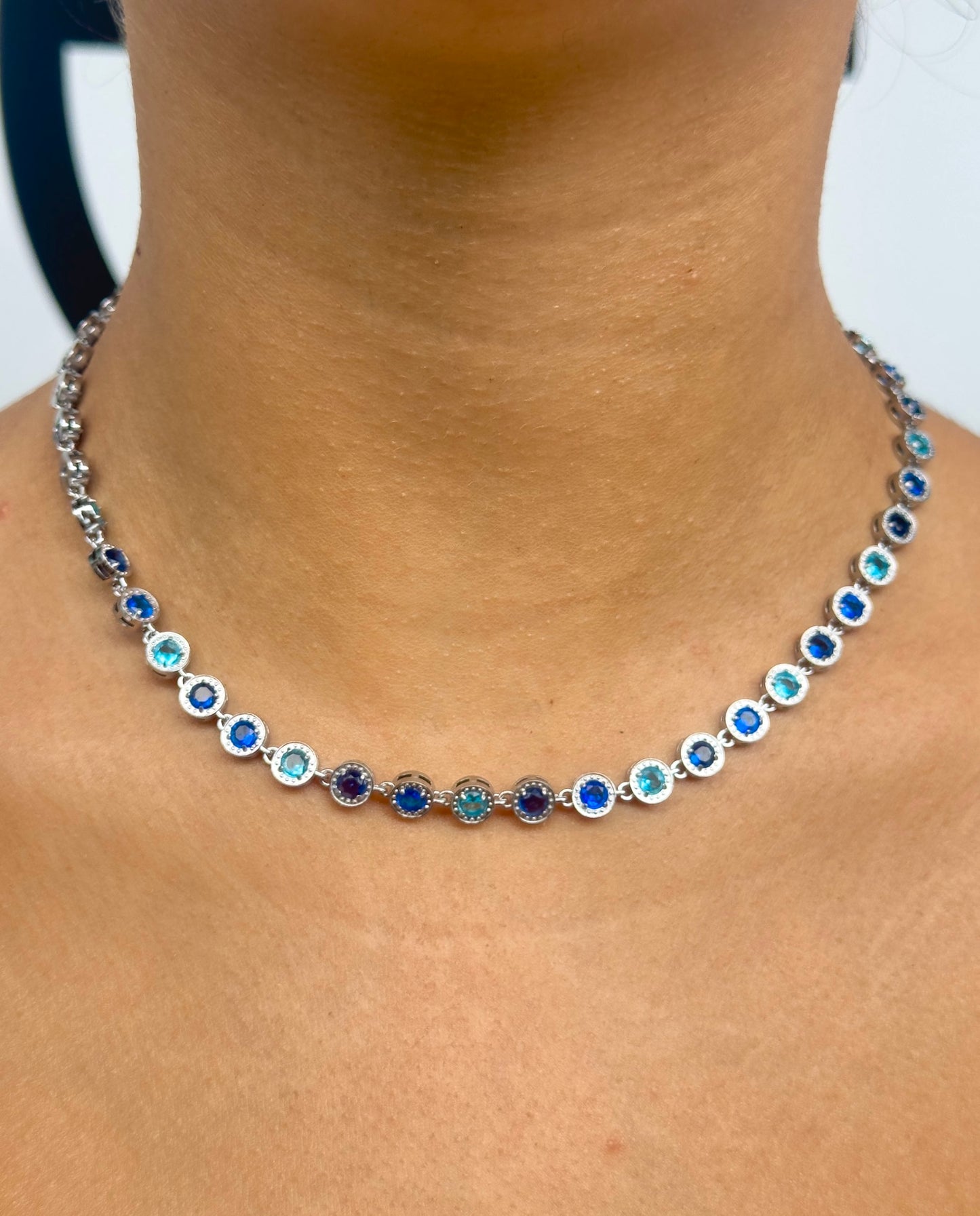 Blue diamond necklace
