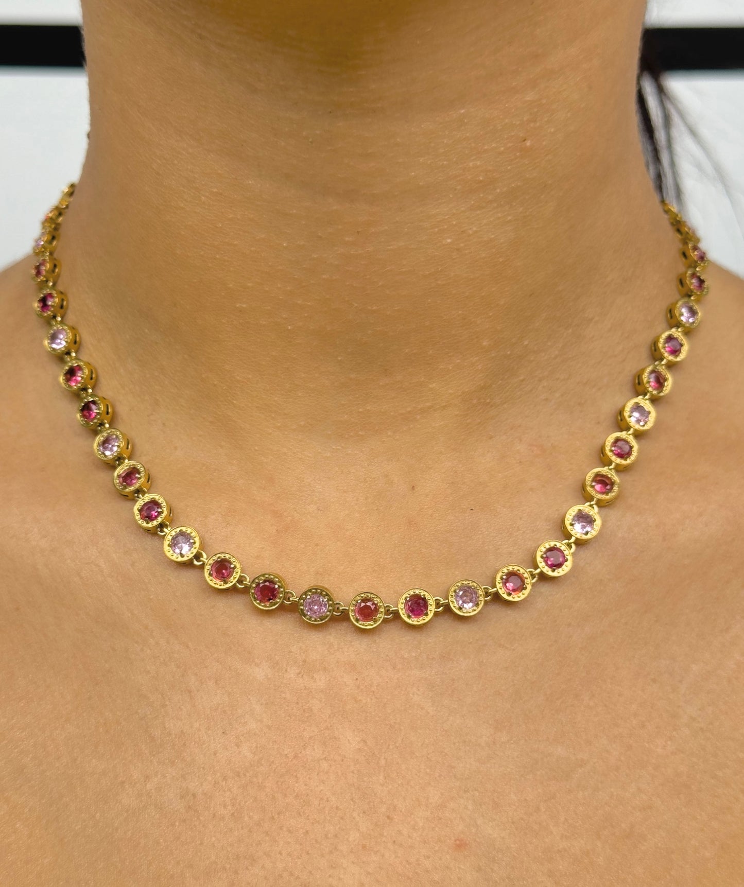 Pink diamond necklace