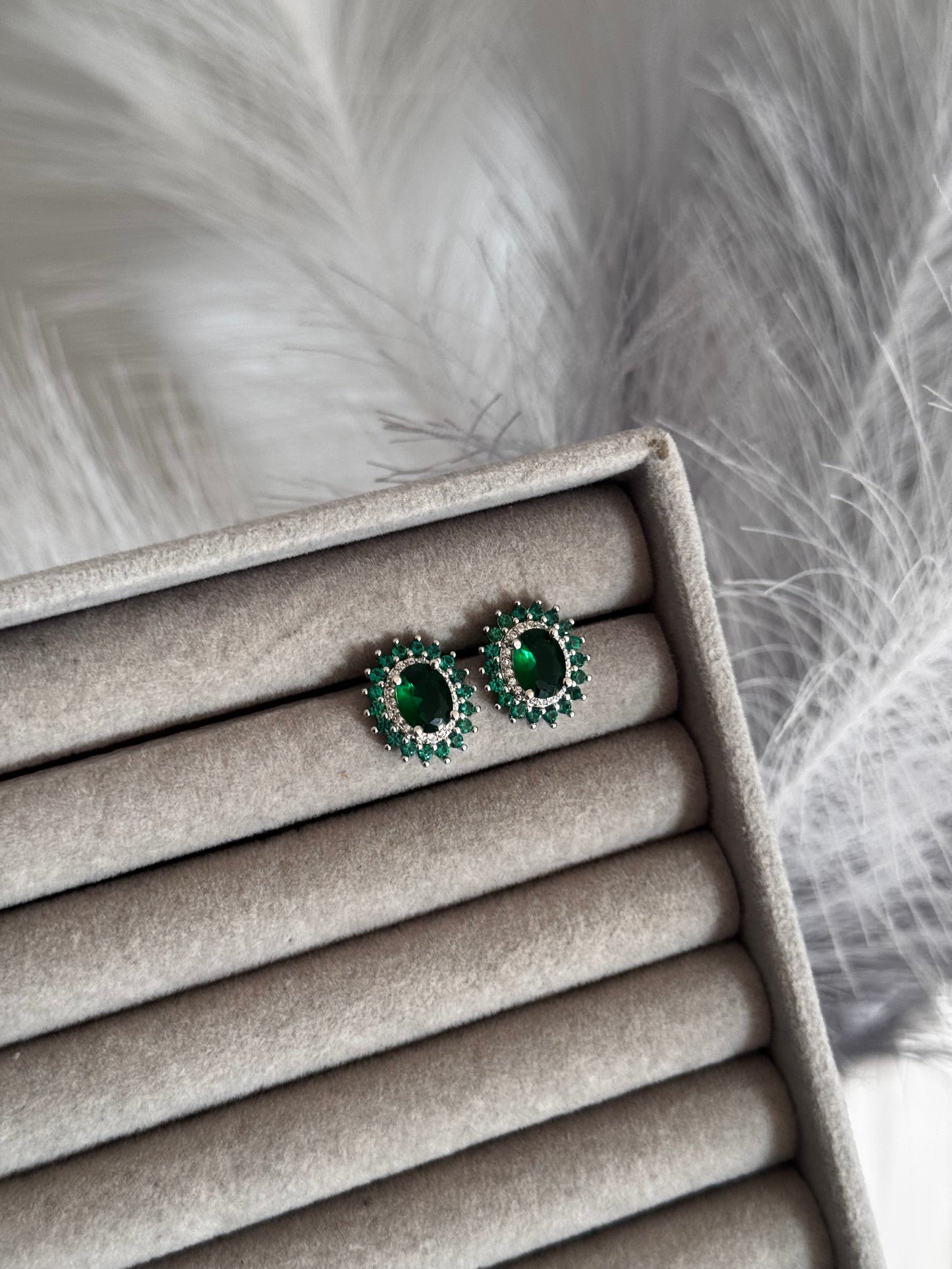 Emerald zircon earrings