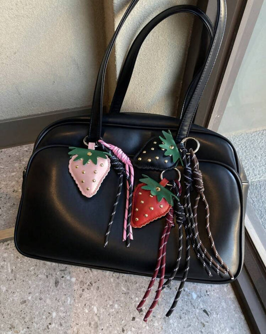 🍓 leather bag charm